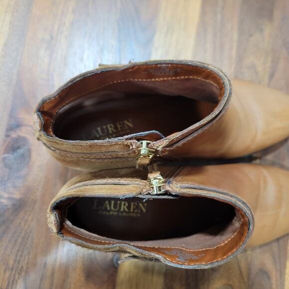 Lauren Ralph Lauren Damara Leather Suede Ankle Boots Zip Close Size 7 - Picture 7 of 14